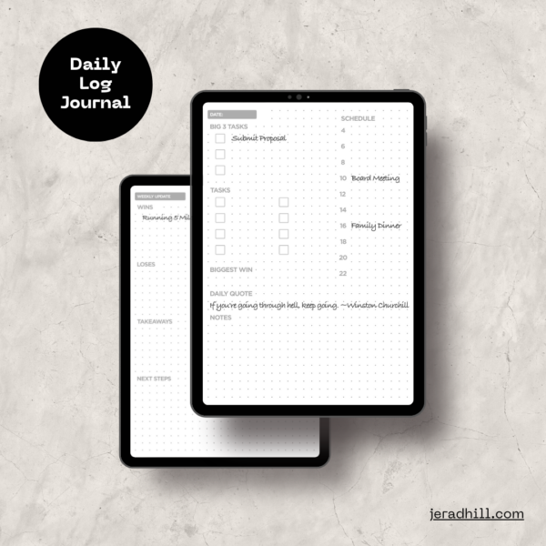 Daily Log Journal - Undated Bullet Journal Style Template